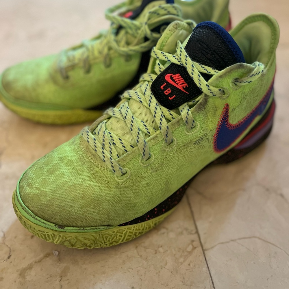 Nike LeBron Lime and Navy Basketball Shoes